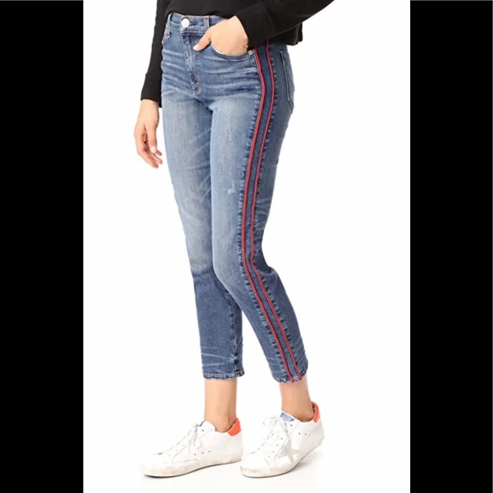 Hudson Zoey High Rise Red Tuxedo stripes Jeans 27 - Picture 16 of 16